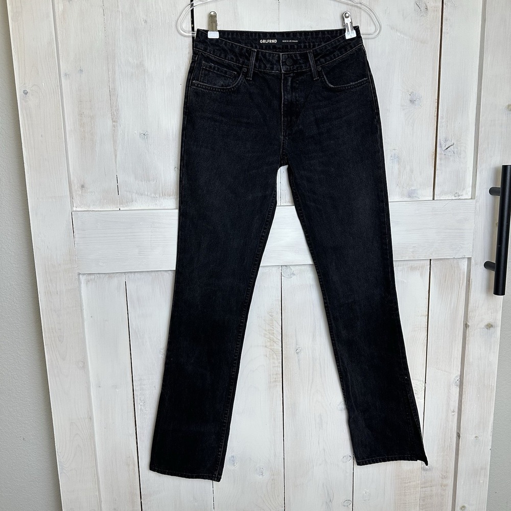 Grlfrnd Denim Black Hailey Low Rise Slim Boot With Slit Jeans Pants Sz 24 NWOT‎